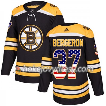 Pánské Hokejový Dres Boston Bruins Patrice Bergeron 37 2017-2018 USA Flag Fashion Černá Adidas Authentic